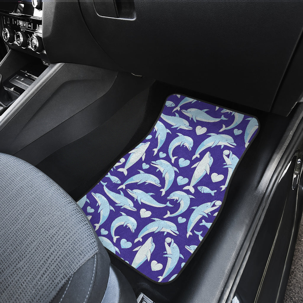 Dolphin Smile Print Pattern Car Floor Mats Front Back