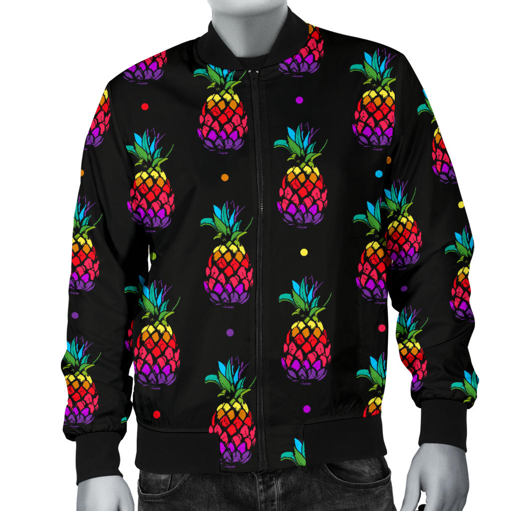 Pineapple Rainbow Dot Print Men Bomber Jacket
