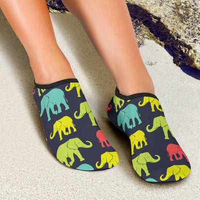 Elephant Neon Color Print Pattern Aqua Water Shoes