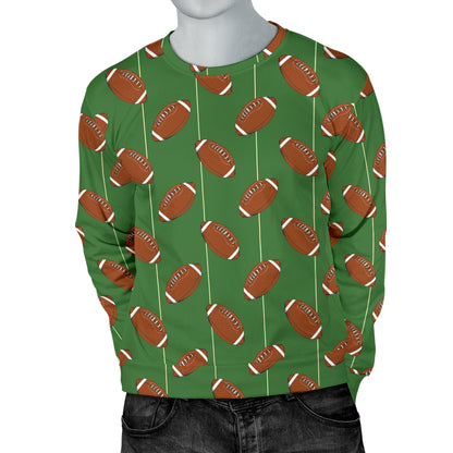 American Football on Field Themed Men Long Sleeve Sweatshirt