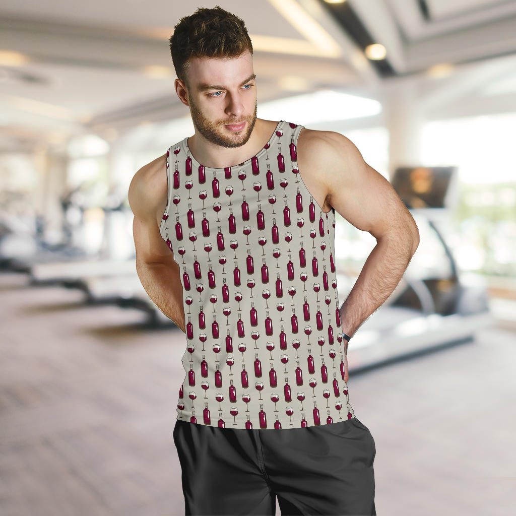 Wine Bottle Pattern Print Men Tank Top