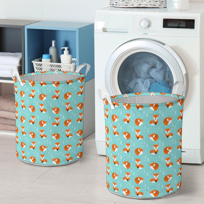 Fox Design Snow Print Pattern Laundry Basket