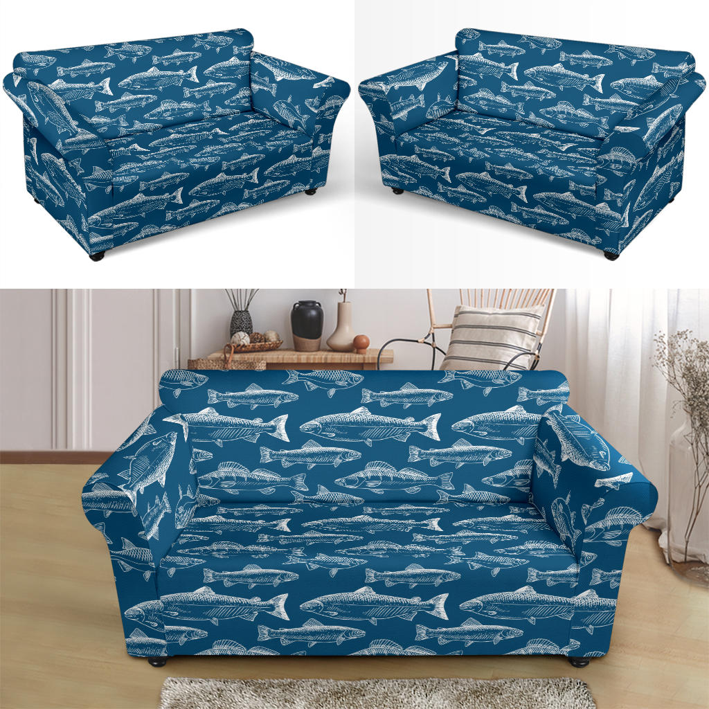 Salmon Fish Print Design LKS301 Loveseat Couch Slipcover