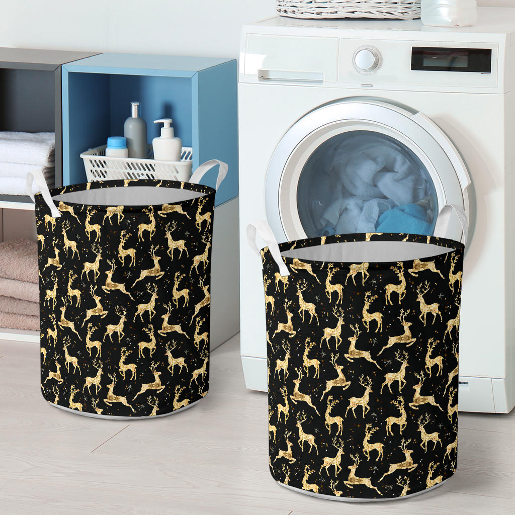 Deer Gold Pattern Laundry Basket