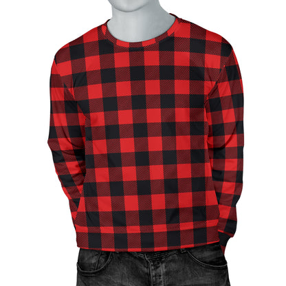 Red Black Buffalo Tartan Plaid Pattern Men Long Sleeve Sweatshirt