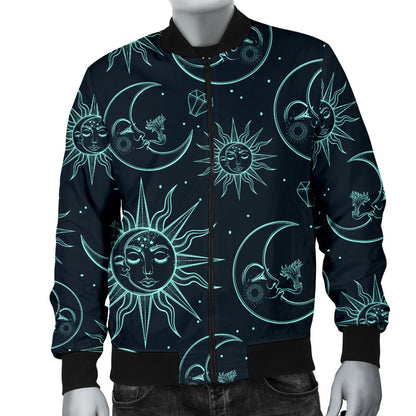 Sun Moon Magic Design Themed Print Men Bomber Jacket