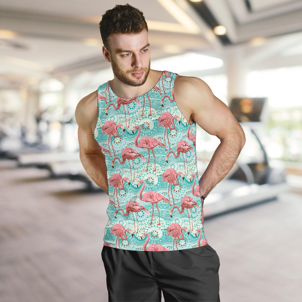 Flamingo Background Themed Print Men Tank Top