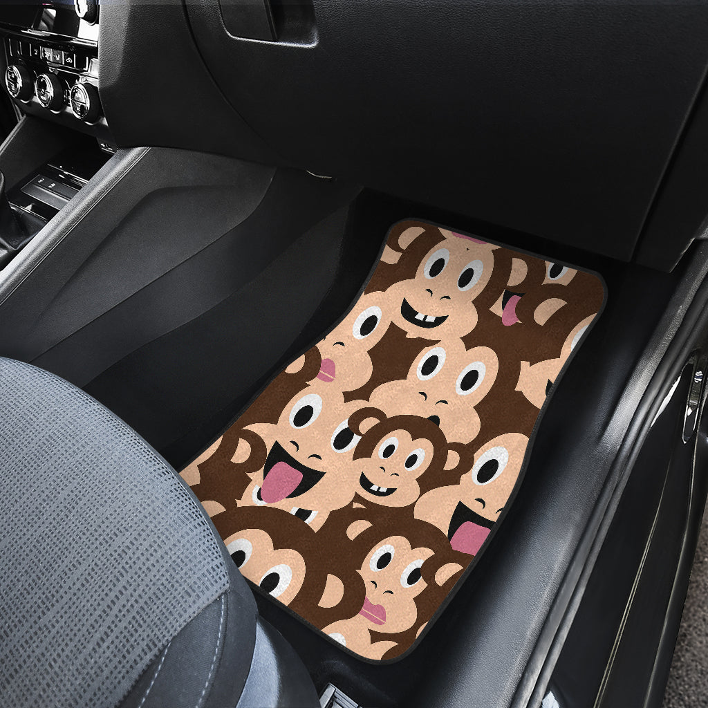 Emoji Monkey Print Pattern Car Floor Mats Front Back