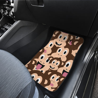 Emoji Monkey Print Pattern Car Floor Mats Front Back
