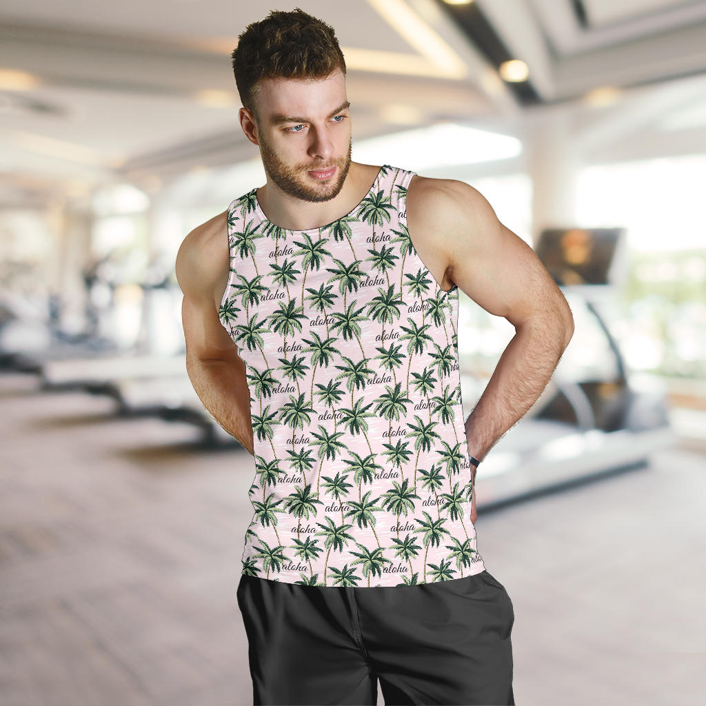 Aloha Beach Pattern Design Themed Print Men Tank Top