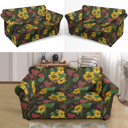 Sunflower Print Design LKS303 Loveseat Couch Slipcover