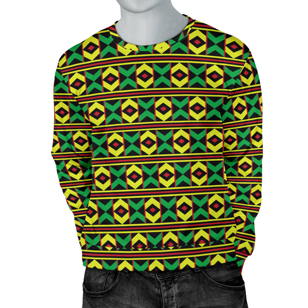 African Geometric Print Pattern Men Long Sleeve Sweatshirt
