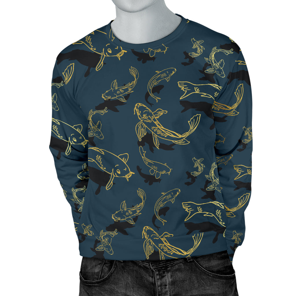 Koi Carp Gold Design Themed Print Men Long Sleeve Sweatshirt
