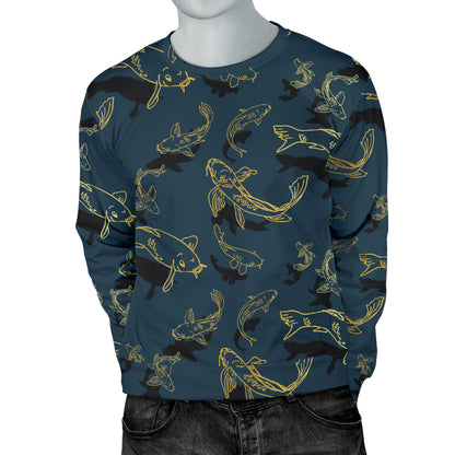Koi Carp Gold Design Themed Print Men Long Sleeve Sweatshirt