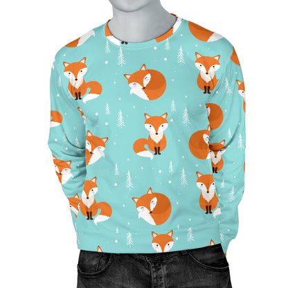 Fox Design Snow Print Pattern Men Long Sleeve Sweatshirt