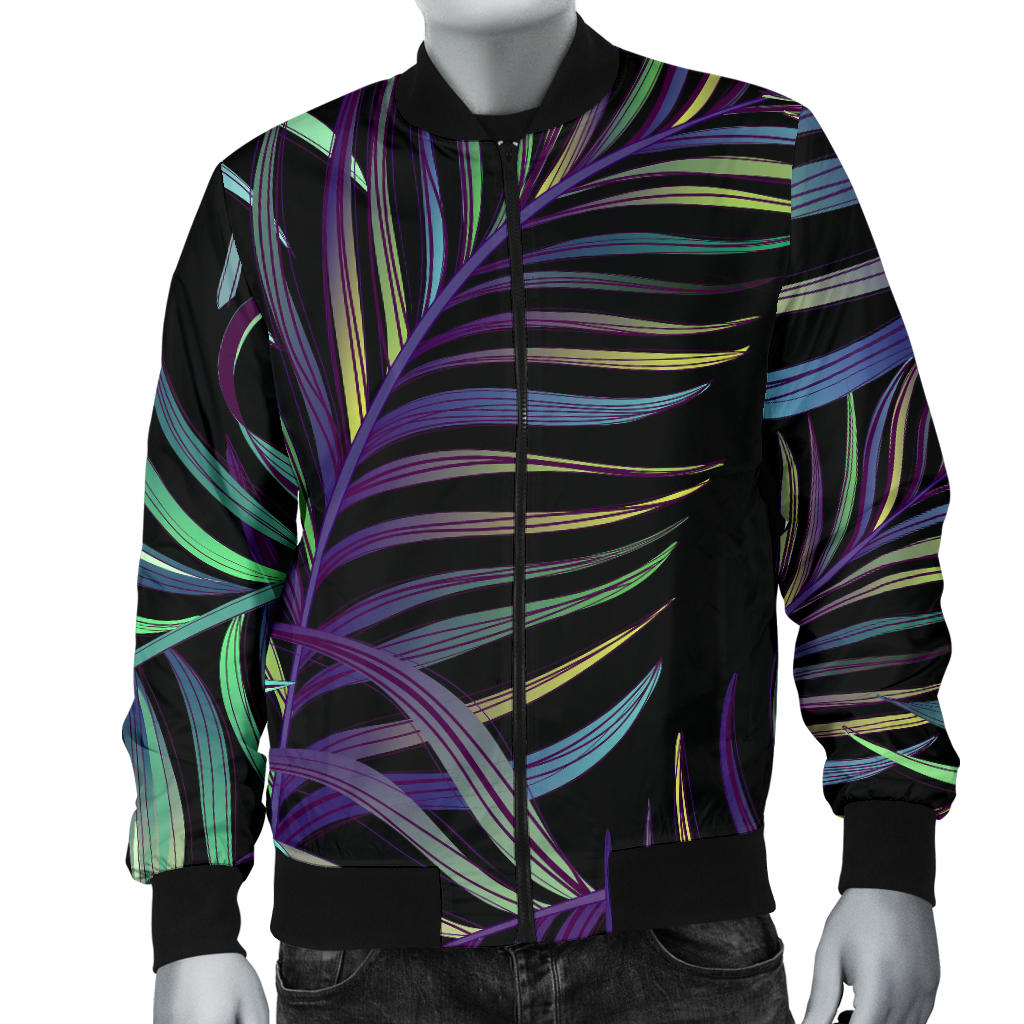 Tropical Palm Leaves Pattern Brightness Men Bomber Jacket