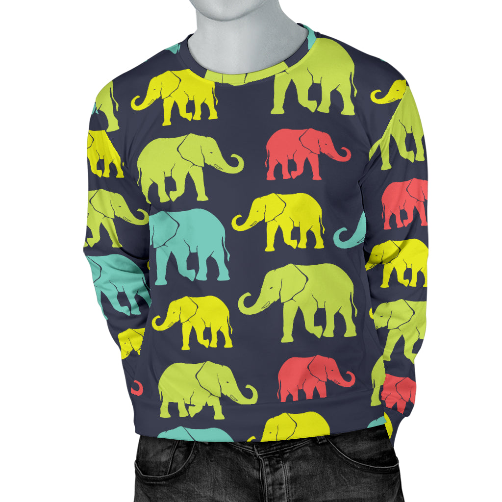Elephant Neon Color Print Pattern Men Long Sleeve Sweatshirt
