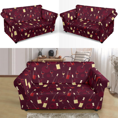 Wine Themed Print Design LKS302 Loveseat Couch Slipcover