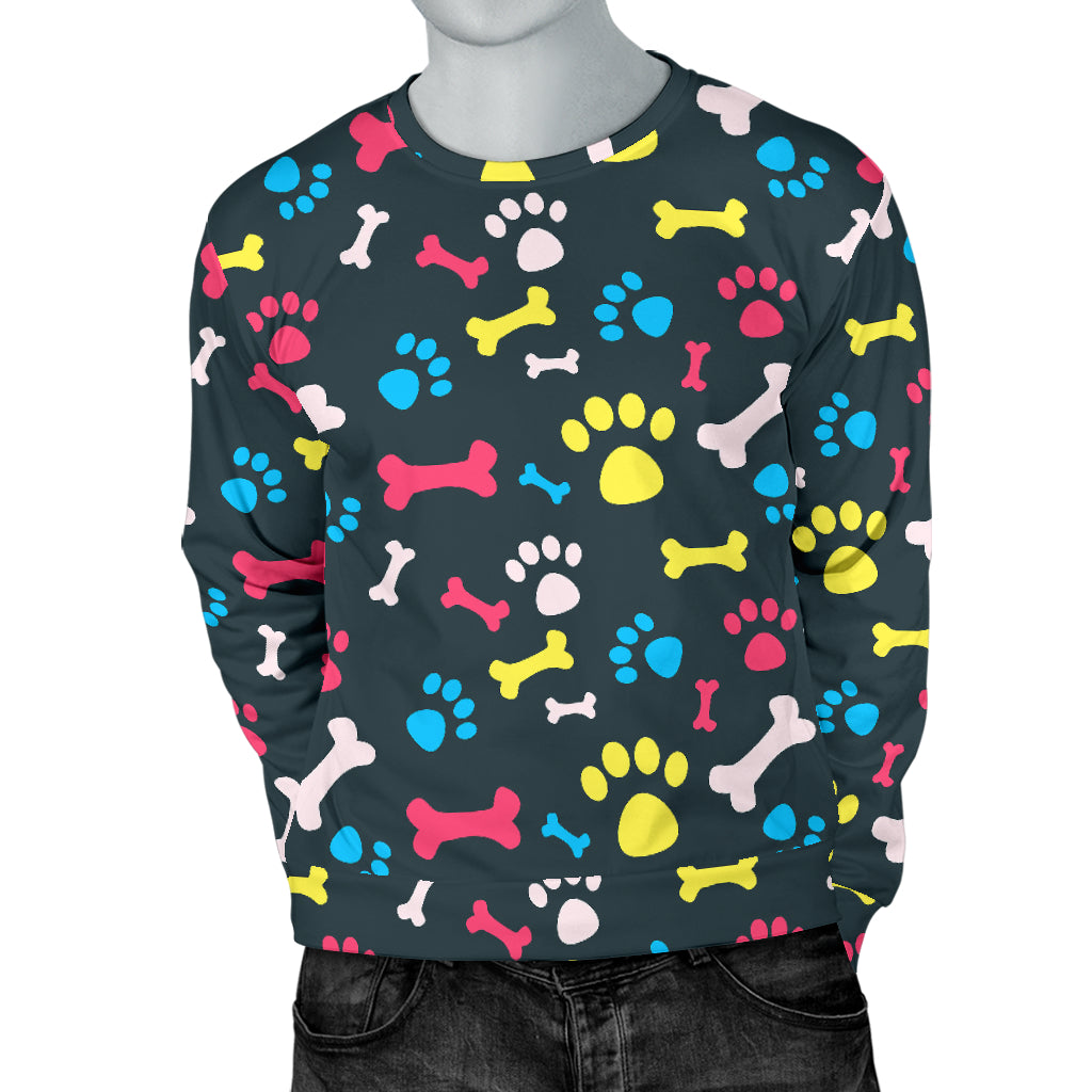 Paw Design Print Men Long Sleeve Sweatshirt