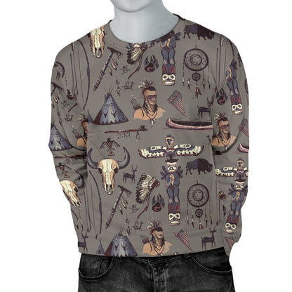 Native Indian life Design Print Men Long Sleeve Sweatshirt