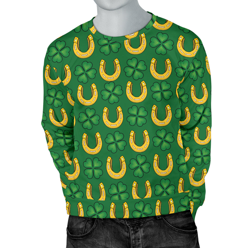 Shamrock Horseshoes Print Pattern Men Long Sleeve Sweatshirt