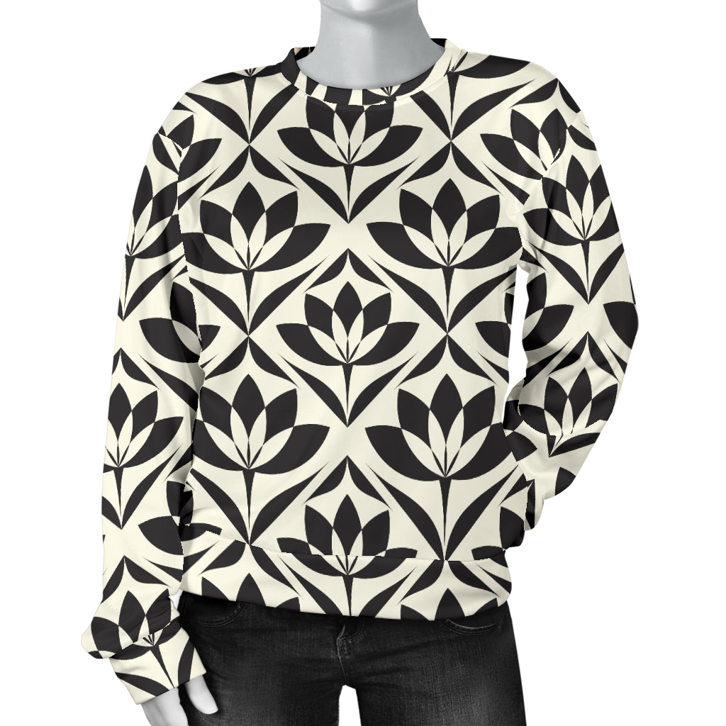 Lotus Pattern Print Women Long Sleeve Sweatshirt