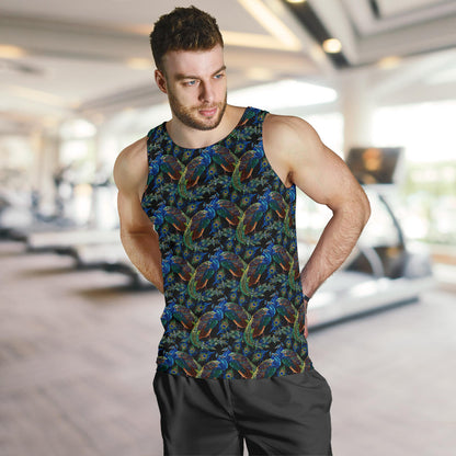 Peacock Themed Design Print Men Tank Top