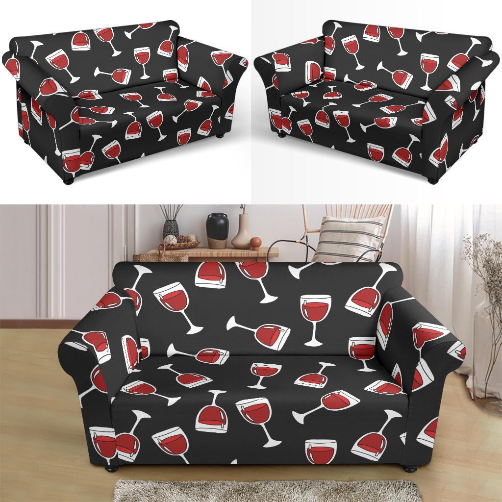 Wine Glass Print Design LKS303 Loveseat Couch Slipcover