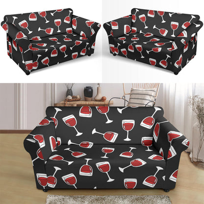 Wine Glass Print Design LKS303 Loveseat Couch Slipcover