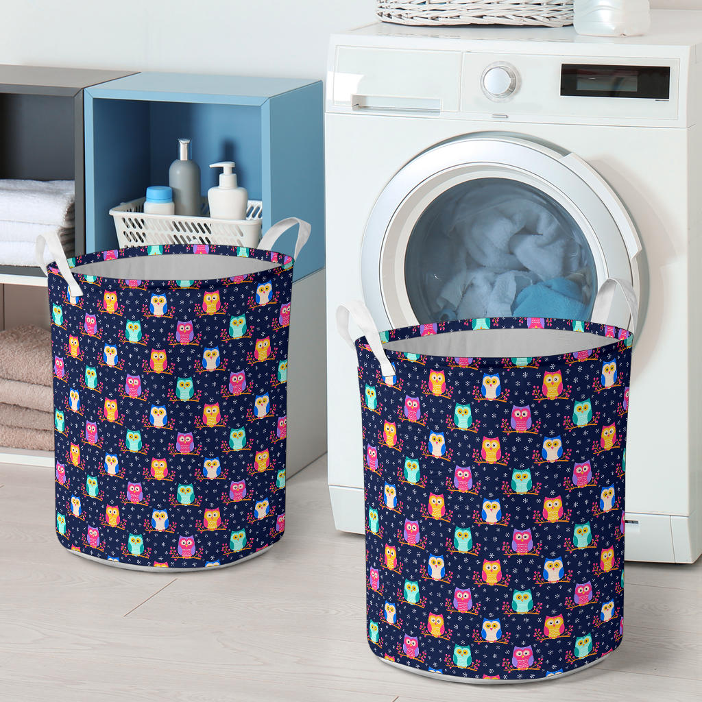 Owl Cute Themed Design Print Laundry Basket
