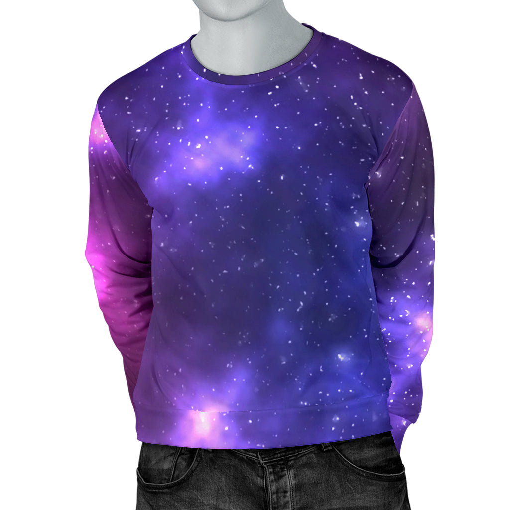 Celestial Purple Blue Galaxy Men Long Sleeve Sweatshirt