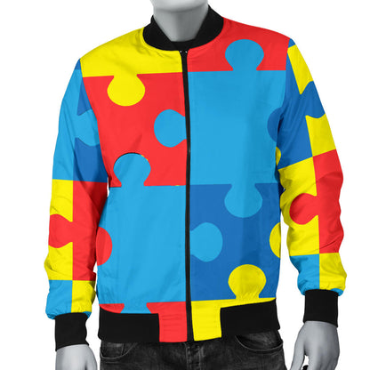 Autism Awareness Puzzles Design Print Men Bomber Jacket