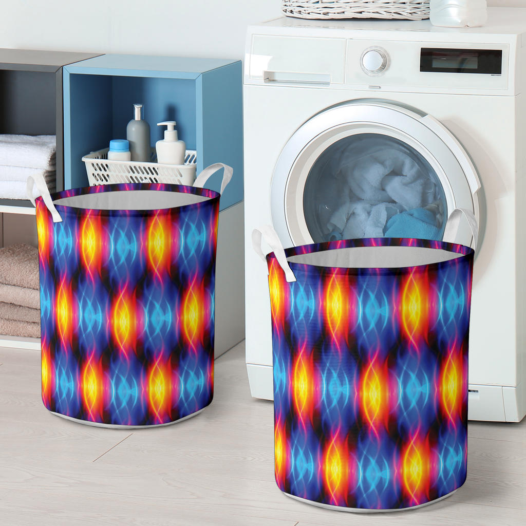 Flame Fire Blue Design Print Laundry Basket