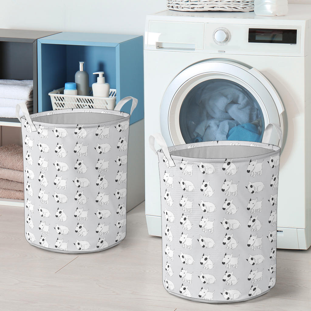 Bull Terrier hand draw Print Pattern Laundry Basket