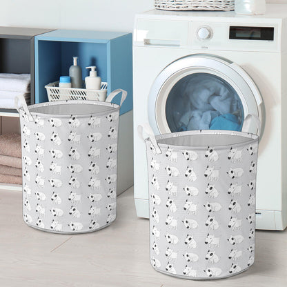 Bull Terrier hand draw Print Pattern Laundry Basket