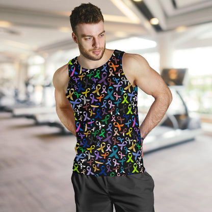 Breast Cancer Awareness Colorful Print Men Tank Top