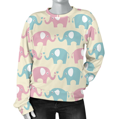 Elephant Baby Pastel Print Pattern Women Long Sleeve Sweatshirt