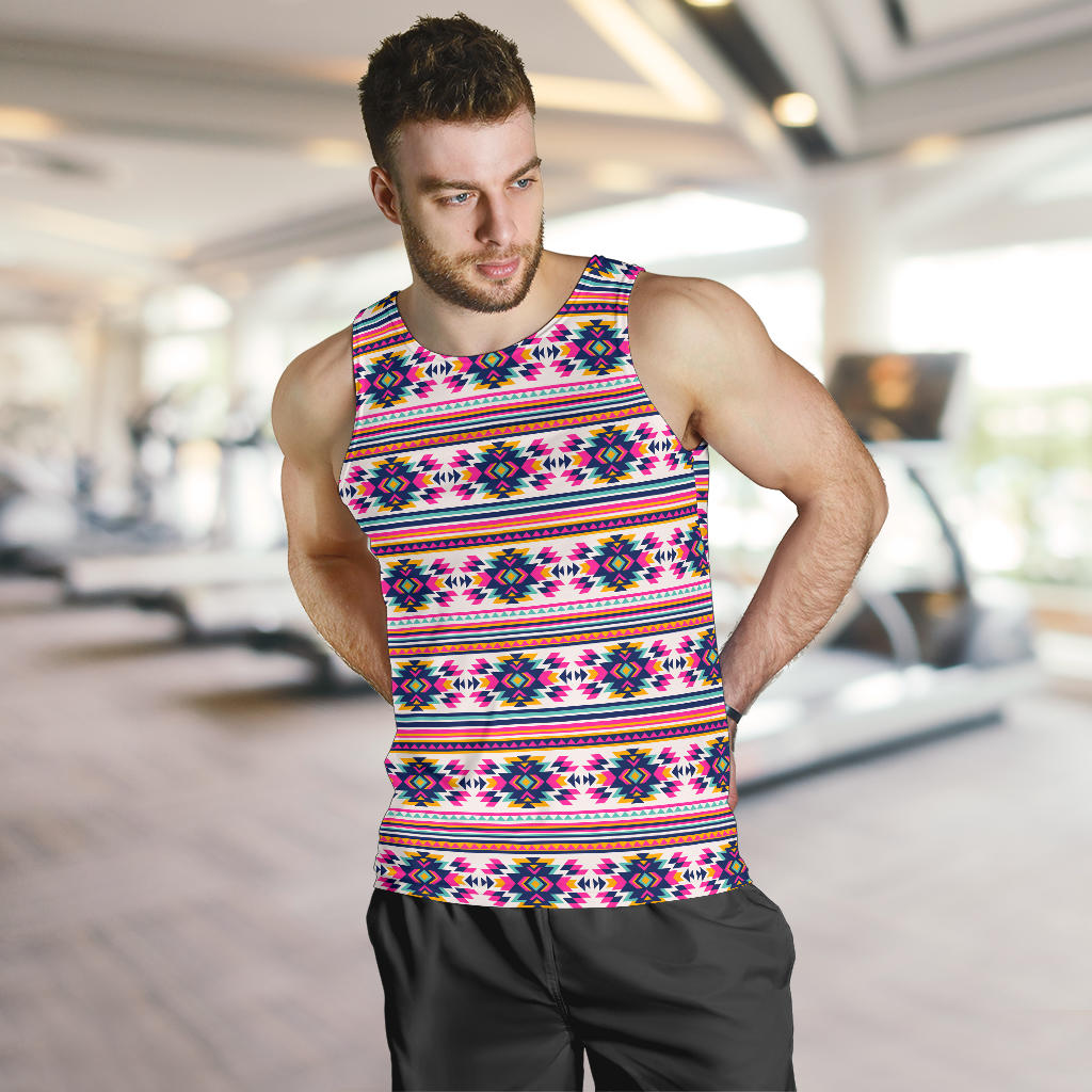 Indian Navajo Neon Themed Design Print Men Tank Top