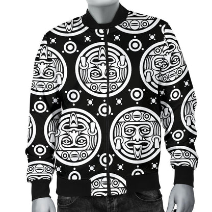 Calendar Aztec White Black Print Pattern Men Bomber Jacket
