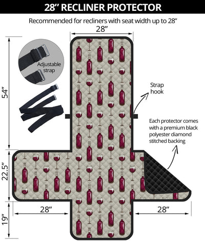 Wine Bottle Pattern Print Recliner Cover Protector