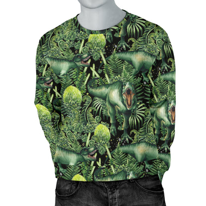 Dinosaur T Rex Print Pattern Men Long Sleeve Sweatshirt
