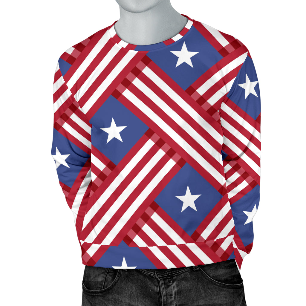 American flag Pattern Men Long Sleeve Sweatshirt