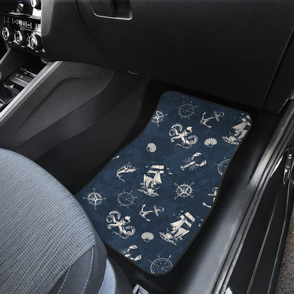 Nautical Sea Themed Print Car Floor Mats Front Back