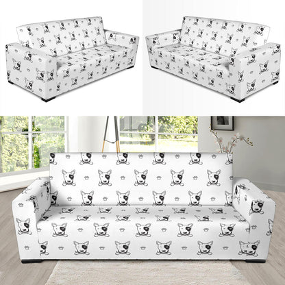 Bull Terriers Pattern Print Design 06 Sofa Slipcover