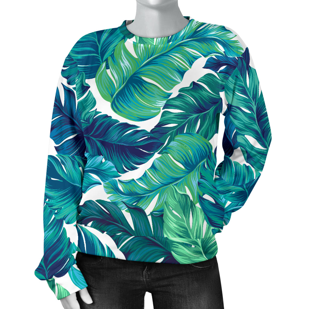 Brightness Tropical Palm Leaves Women Long Sleeve Sweatshirt