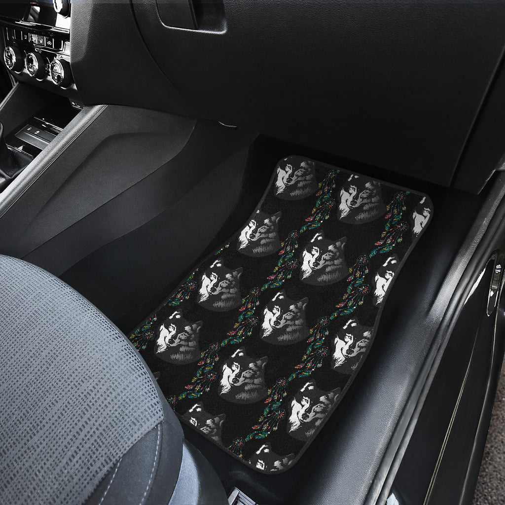 Wolf Black Dream Catcher Design Print Car Floor Mats Front Back