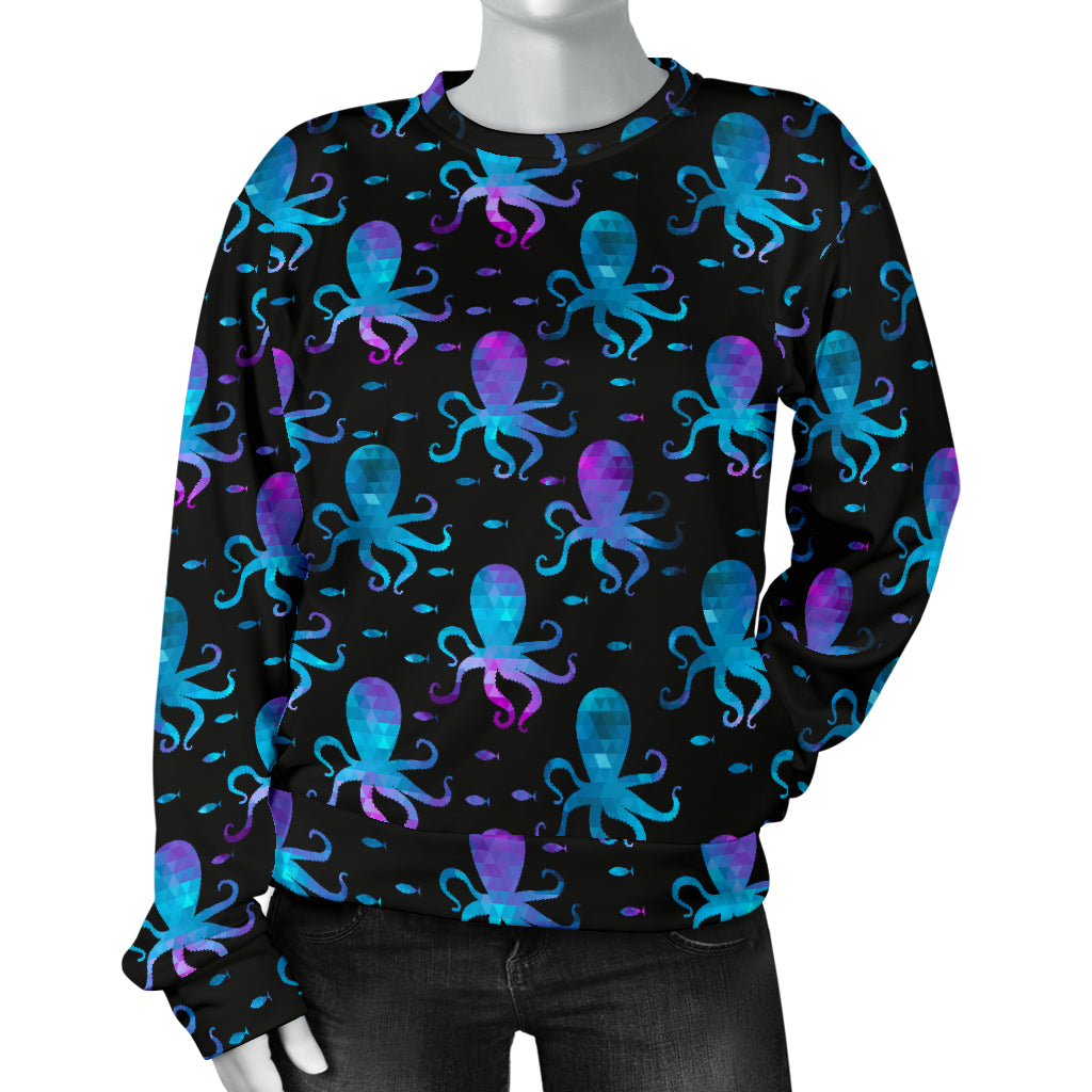 Octopus Blue Design Print Themed Women Long Sleeve Sweatshirt
