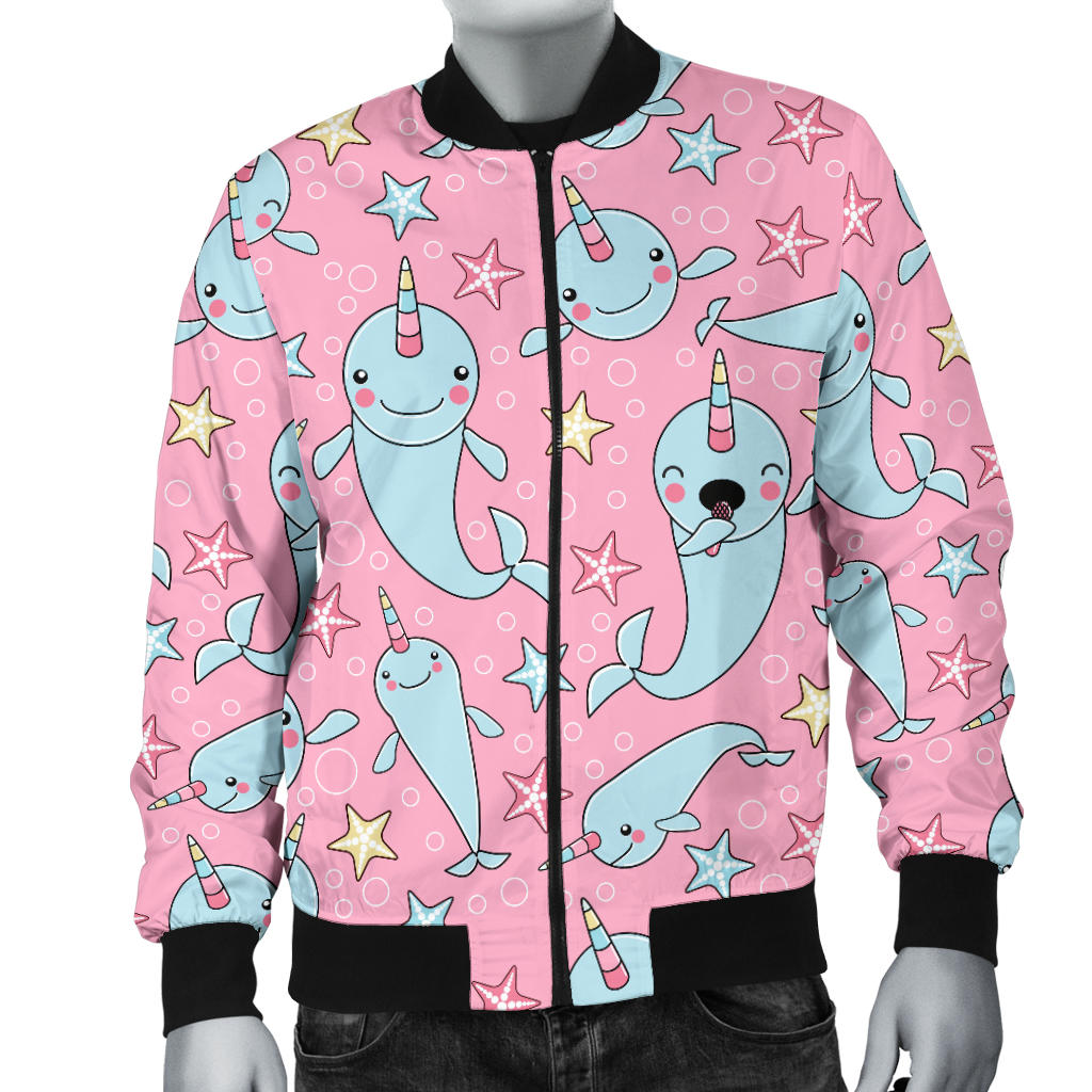 Narwhal Cartoon Cute Print Men Bomber Jacket
