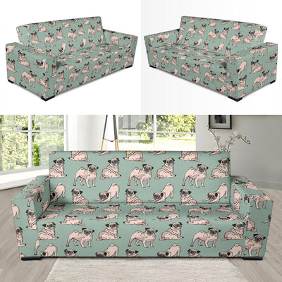 Pug Pattern Print Design A01 Sofa Slipcover