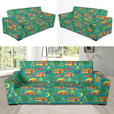 Camping Camper Pattern Print Design 05 Sofa Slipcover